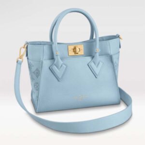 Louis Vuitton LV Women On My Side PM Handbag Bleu Nuage Blue Perforated Calf Leather | AlmaBagz