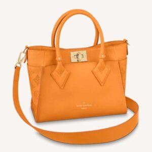 Louis Vuitton LV Women On My Side PM Handbag Orange Monogram Coated Canvas Calf | AlmaBagz