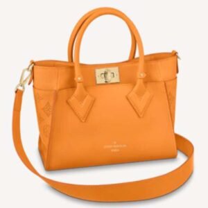 Louis Vuitton LV Women On My Side PM Tote Bag Summer Gold Orange Perforated Calf Leather | AlmaBagz