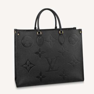 Louis Vuitton LV Women OnTheGO GM Tote Bag Black Monogram Embossed Leather | AlmaBagz