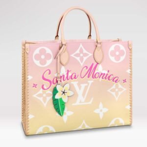 Louis Vuitton LV Women OnTheGo GM Tote Bag Pink Monogram Giant Coated Canvas Raffia | AlmaBagz