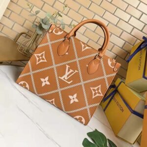 Louis Vuitton LV Women OnTheGo MM Tote Bag Arizona Embossed Supple Grained Cowhide | AlmaBagz