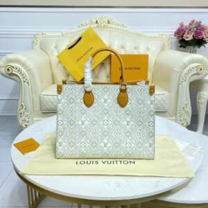 Louis Vuitton LV Women OnTheGo MM Tote Bag Since 1854 Jacquard Cowhide Leather | AlmaBagz