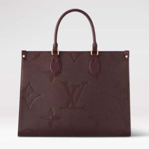 Louis Vuitton LV Women OnTheGo MM Wine Red Monogram Empreinte Embossed Grained Cowhide Leather | AlmaBagz