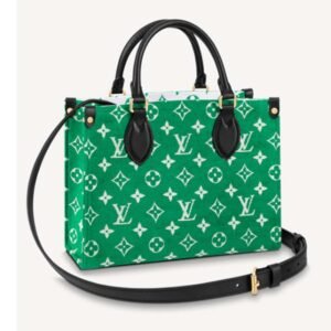 Louis Vuitton LV Women OnTheGo PM Tote Bag Green Monogram Jacquard Velvet | AlmaBagz
