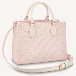 Louis Vuitton LV Women OnTheGo PM Tote Bag Pink Sprayed Embossed Grained Cowhide | AlmaBagz