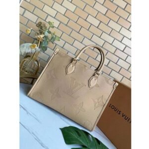 Louis Vuitton LV Women Onthego MM Tote Bag Monogram Embossed Grained Cowhide | AlmaBagz