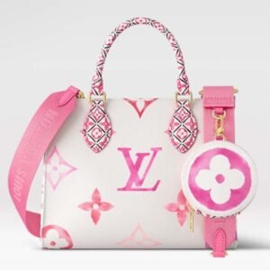Louis Vuitton LV Women Onthego PM Pink Monogram Coated Canvas Textile Lining | AlmaBagz