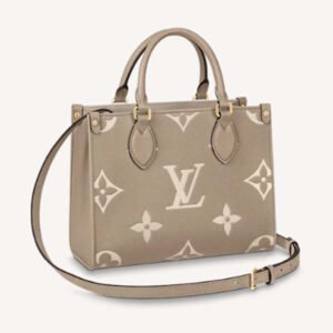 Louis Vuitton LV Women Onthego PM Tote Beige Embossed Grained Cowhide Leather | AlmaBagz