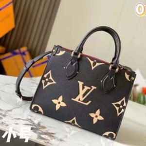 Louis Vuitton LV Women Onthego PM Tote Black Embossed Grained Cowhide Leather | AlmaBagz