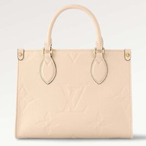 Louis Vuitton LV Women Onthego PM Tote Crème Beige Embossed Grained Cowhide Leather | AlmaBagz