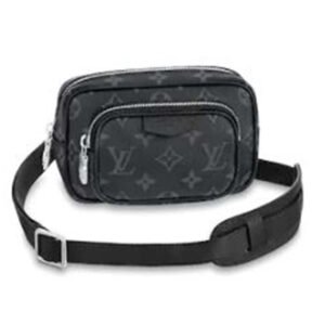 Louis Vuitton LV Women Outdoor Pouch Taigarama Noir Black Coated Canvas Cowhide Leather | AlmaBagz