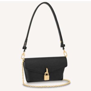 Louis Vuitton LV Women Padlock On Strap Bag Black Epi Embossed Grained Cowhide Leather | AlmaBagz