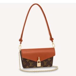 Louis Vuitton LV Women Padlock On Strap Bag Caramel Monogram Coated Canvas Cowhide Leather | AlmaBagz