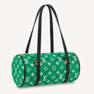 Louis Vuitton LV Unisex Papillon Handbag Green Monogram Jacquard Velvet Cowhide Leather | AlmaBagz