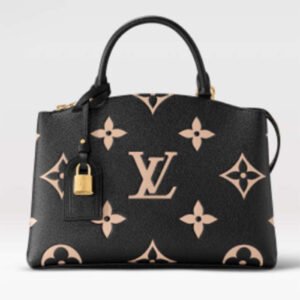 Louis Vuitton LV Women Petit Palais Handbag Noir Beige Embossed Grained Cowhide | AlmaBagz