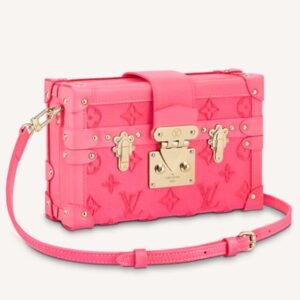 Louis Vuitton LV Women Petite Malle Handbag Fluo Pink Tufted Grained Calfskin Leather | AlmaBagz