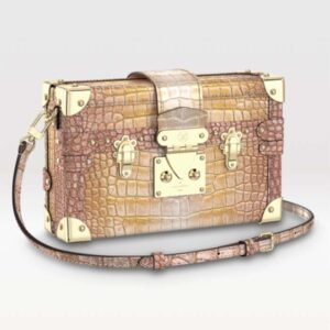 Louis Vuitton LV Women Petite Malle Handbag Metallise Golden Hour Brilliant Alligator Leather | AlmaBagz