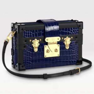 Louis Vuitton LV Women Petite Malle Handbag Saphir Blue Brilliant Niloticus Leather | AlmaBagz