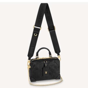 Louis Vuitton LV Women Petite Malle Souple Black Embossed Grained Cowhide Leather | AlmaBagz