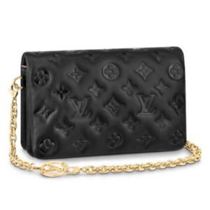 Louis Vuitton LV Women Pochette Coussin Black Monogram Embossed Lambskin | AlmaBagz