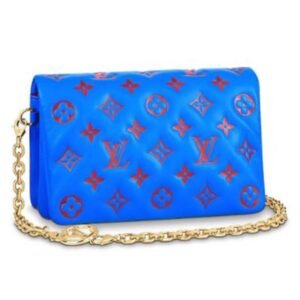 Louis Vuitton LV Women Pochette Coussin Blue Monogram Embossed Lambskin | AlmaBagz