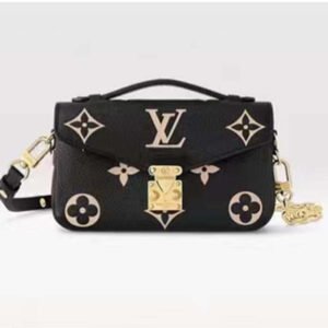 Louis Vuitton LV Women Pochette Métis East West Bag Black Beige Grained Cowhide Leather | AlmaBagz