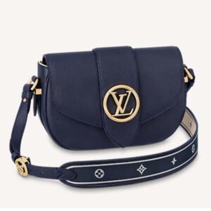 Louis Vuitton LV Women Pont 9 Soft MM Handbag Blue Grained Calfskin | AlmaBagz