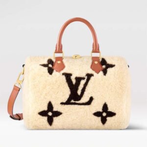 Louis Vuitton LV Women SKI Speedy Bandoulière 25 Cream/Brown Shearling Cowhide-Leather | AlmaBagz