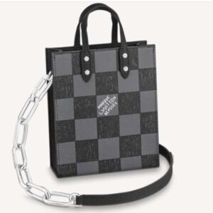 Louis Vuitton LV Women Sac Plat XS Bag Graphite Cowhide Leather | AlmaBagz