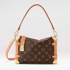 Louis Vuitton LV Women Side Trunk Monogram Coated Canvas Cowhide Leather | AlmaBagz