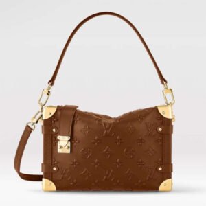 Louis Vuitton LV Women Side Trunk PM Handbag Petite Malle Tan Brown Calfskin | AlmaBagz