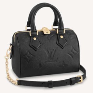Louis Vuitton LV Women Speedy Bandoulière 20 Black Embossed Grained Cowhide Leather | AlmaBagz