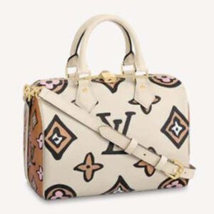 Louis Vuitton LV Women Speedy Bandoulière 25 Cream Monogram Coated Canvas Cowhide Leather | AlmaBagz