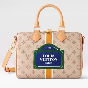 Louis Vuitton LV Women Speedy Bandoulière 25 Handbag Beige Ocher Monopaname Coated Canvas | AlmaBagz