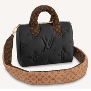 Louis Vuitton LV Women Speedy Bandoulière 25 Handbag Black Econyl Mini Monogram Coated Canvas | AlmaBagz