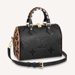 Louis Vuitton LV Women Speedy Bandoulière 25 Handbag Black Embossed Supple Grained Cowhide | AlmaBagz