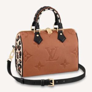 Louis Vuitton LV Women Speedy Bandoulière 25 Handbag Caramel Embossed Supple Grained Cowhide | AlmaBagz