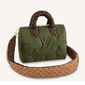 Louis Vuitton LV Women Speedy Bandoulière 25 Handbag Green Econyl Mini Monogram Canvas | AlmaBagz