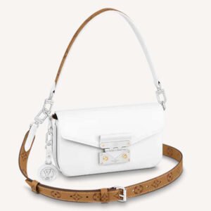 Louis Vuitton LV Women Swing White Calfskin Leather Monogram Canvas S Lock | AlmaBagz