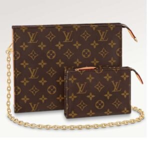 Louis Vuitton LV Women Toiletry Pouch On Chain Monogram Coated Canvas Cowhide | AlmaBagz
