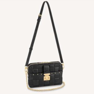 Louis Vuitton LV Women Troca MM Handbag Cashmere Black Damier Quilt Lambskin Calfskin | AlmaBagz