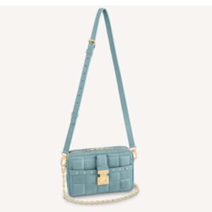 Louis Vuitton LV Women Troca PM Glacier Blue Damier Quilt Lambskin Calfskin | AlmaBagz