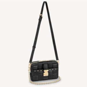 Louis Vuitton LV Women Troca PM Handbag Glacier Black Damier Quilt Lambskin | AlmaBagz