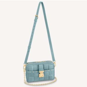 Louis Vuitton LV Women Troca PM Handbag Glacier Blue Damier Quilt Lambskin | AlmaBagz