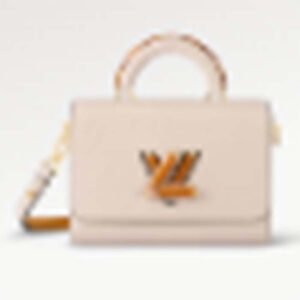 Louis Vuitton LV Women Twist MM Beige White Brown Grained Leather Cowhide | AlmaBagz