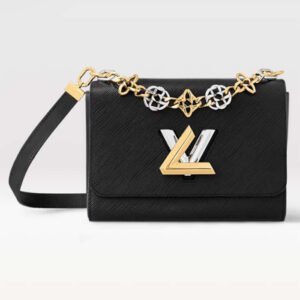 Louis Vuitton LV Women Twist MM Black Epi Grained Leather Cowhide Lock | AlmaBagz