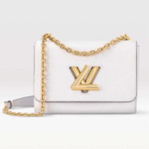 Louis Vuitton LV Women Twist MM Chain Bag White Epi Grained Cowhide Leather | AlmaBagz