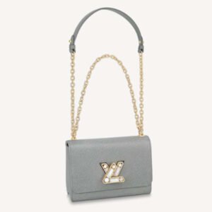 Louis Vuitton LV Women Twist MM Handback Gris Cloudy Epi Cowhide Leather | AlmaBagz