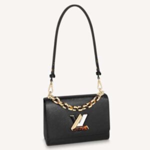Louis Vuitton LV Women Twist MM Handbag Black Epi Grained Leather | AlmaBagz